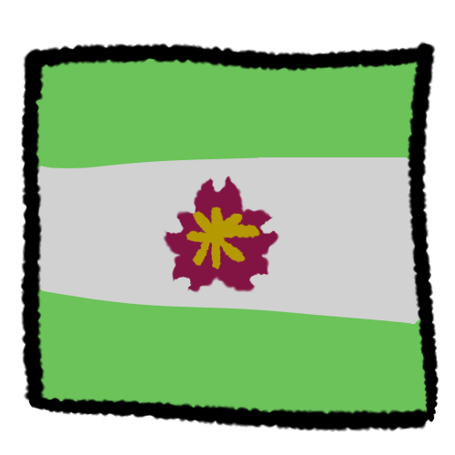 the diamoric flag froim to top bottom light green white light green with a maroon flower in the middle 